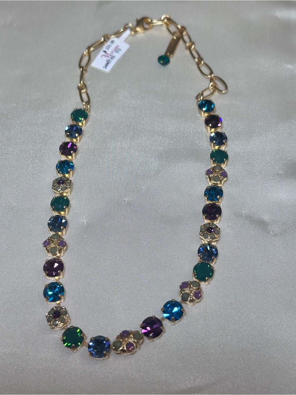 Mariana Gold-Plated Necklace with Blue, Green & Purple Crystals
